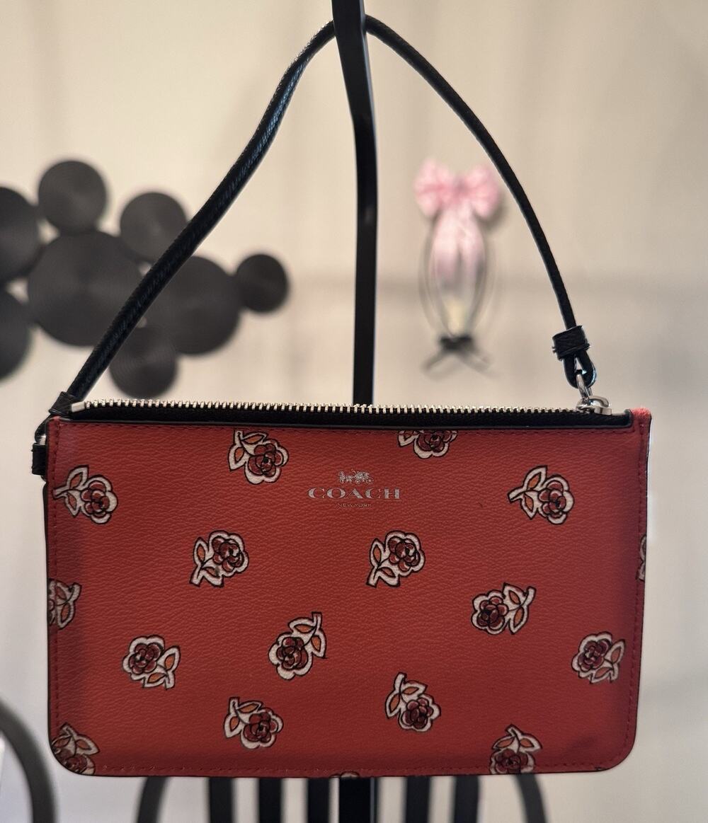 Coach Sienna Rose Print Small Leather Wristlet